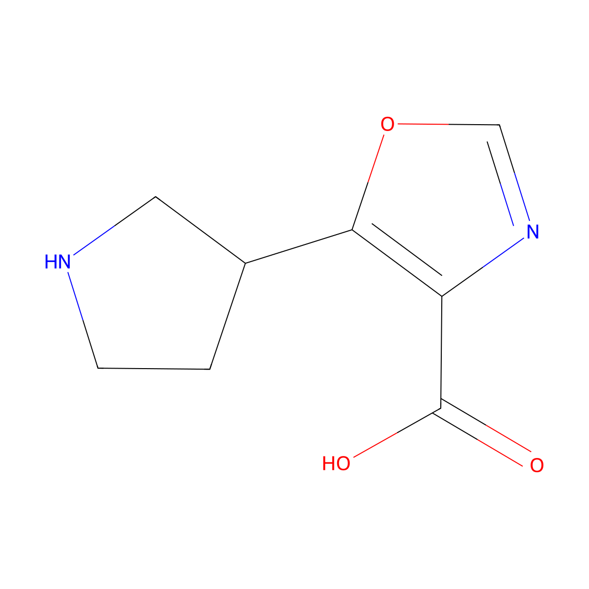 5-(Pyrrolidin-3-yl)-1,3-oxazole-4-carboxylic acid molecular structure, CAS 1369096-39-8