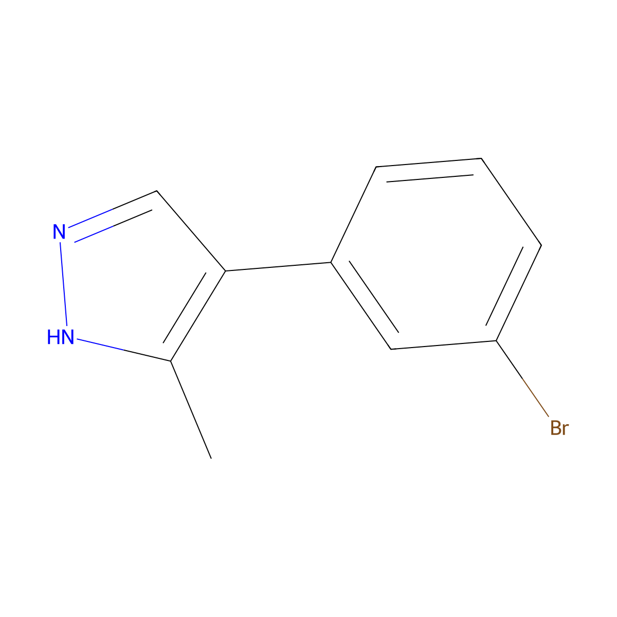 4-(3-bromophenyl)-3-methyl-1H-pyrazole molecular structure, CAS 1369116-95-9