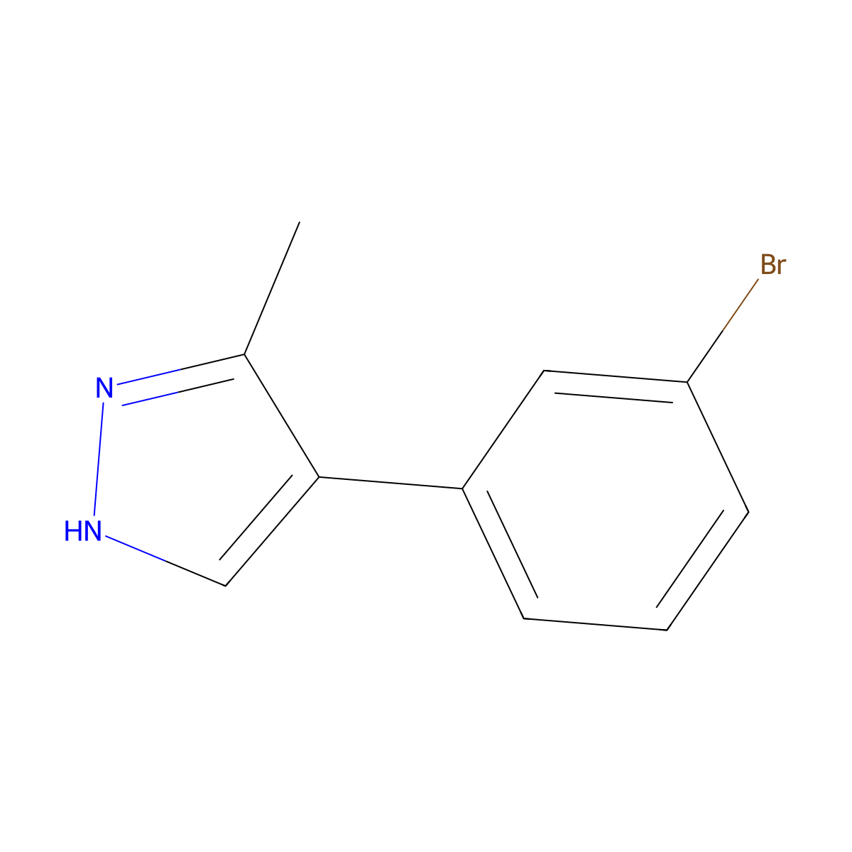 4-(3-bromophenyl)-3-methyl-1H-pyrazole molecular structure, CAS 1369116-95-9