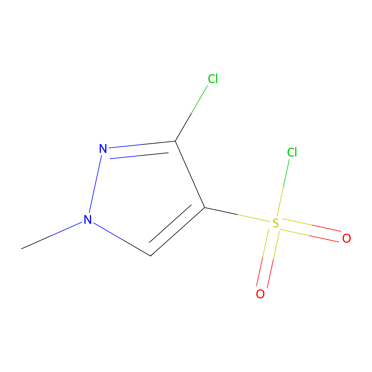 3-Chloro-1-methyl-1H-pyrazole-4-sulfonyl chloride molecular structure, CAS 1369123-50-1