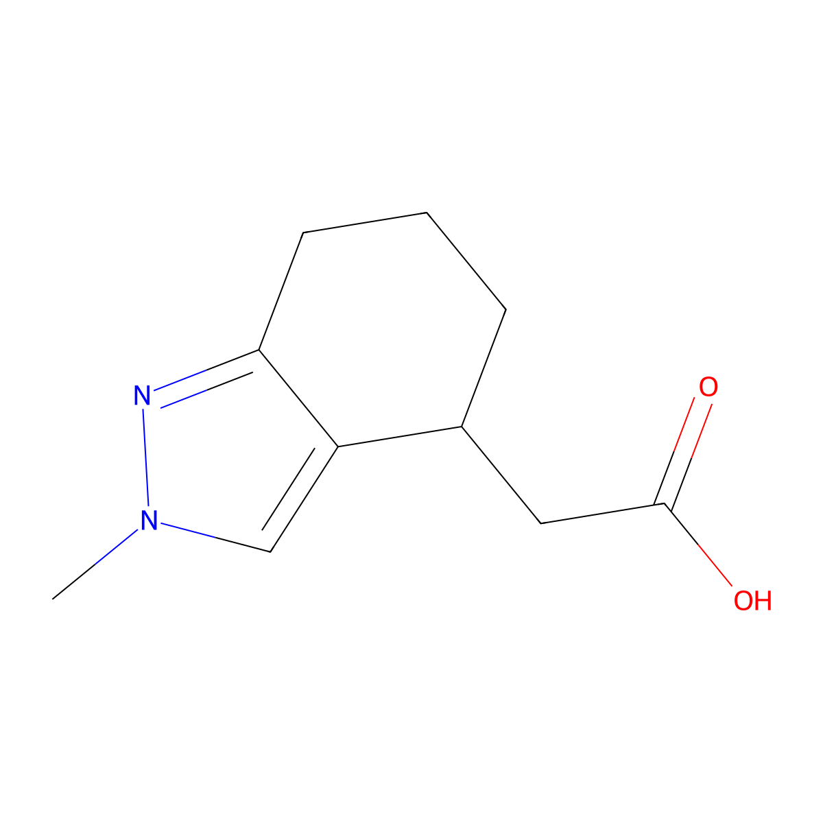 2-(2-methyl-4,5,6,7-tetrahydro-2H-indazol-4-yl)acetic acid molecular structure, CAS 1369132-84-2