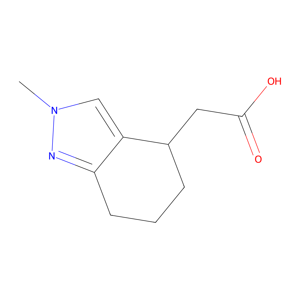 2-(2-methyl-4,5,6,7-tetrahydro-2H-indazol-4-yl)acetic acid molecular structure, CAS 1369132-84-2