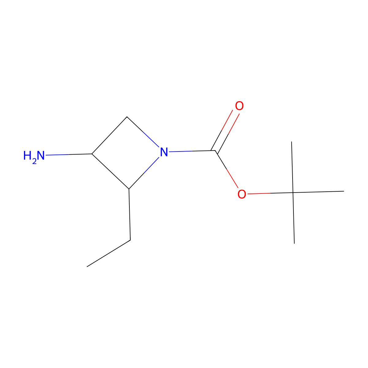 tert-Butyl 3-amino-2-ethylazetidine-1-carboxylate molecular structure, CAS 1369133-91-4