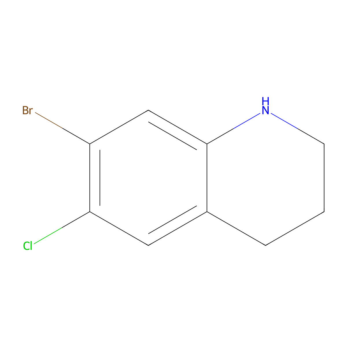 7-Bromo-6-chloro-1,2,3,4-tetrahydroquinoline molecular structure, CAS 1369135-43-2