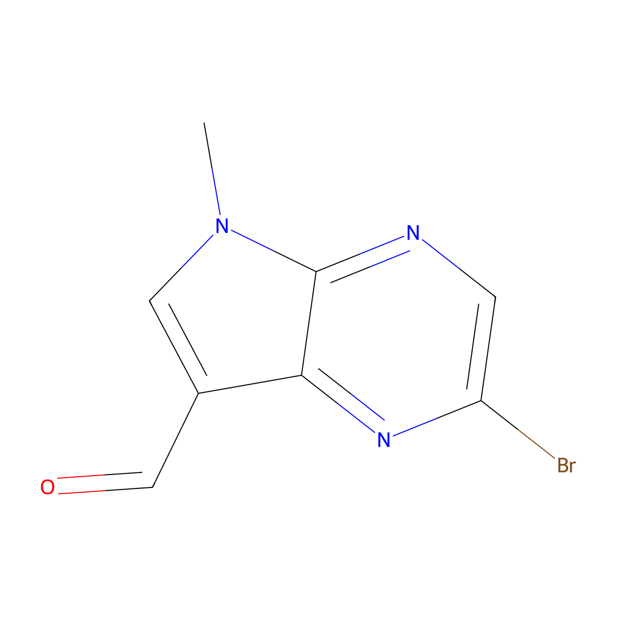 2-bromo-5-methyl-5H-pyrrolo[2,3-b]pyrazine-7-carbaldehyde molecular structure, CAS 1369138-54-4