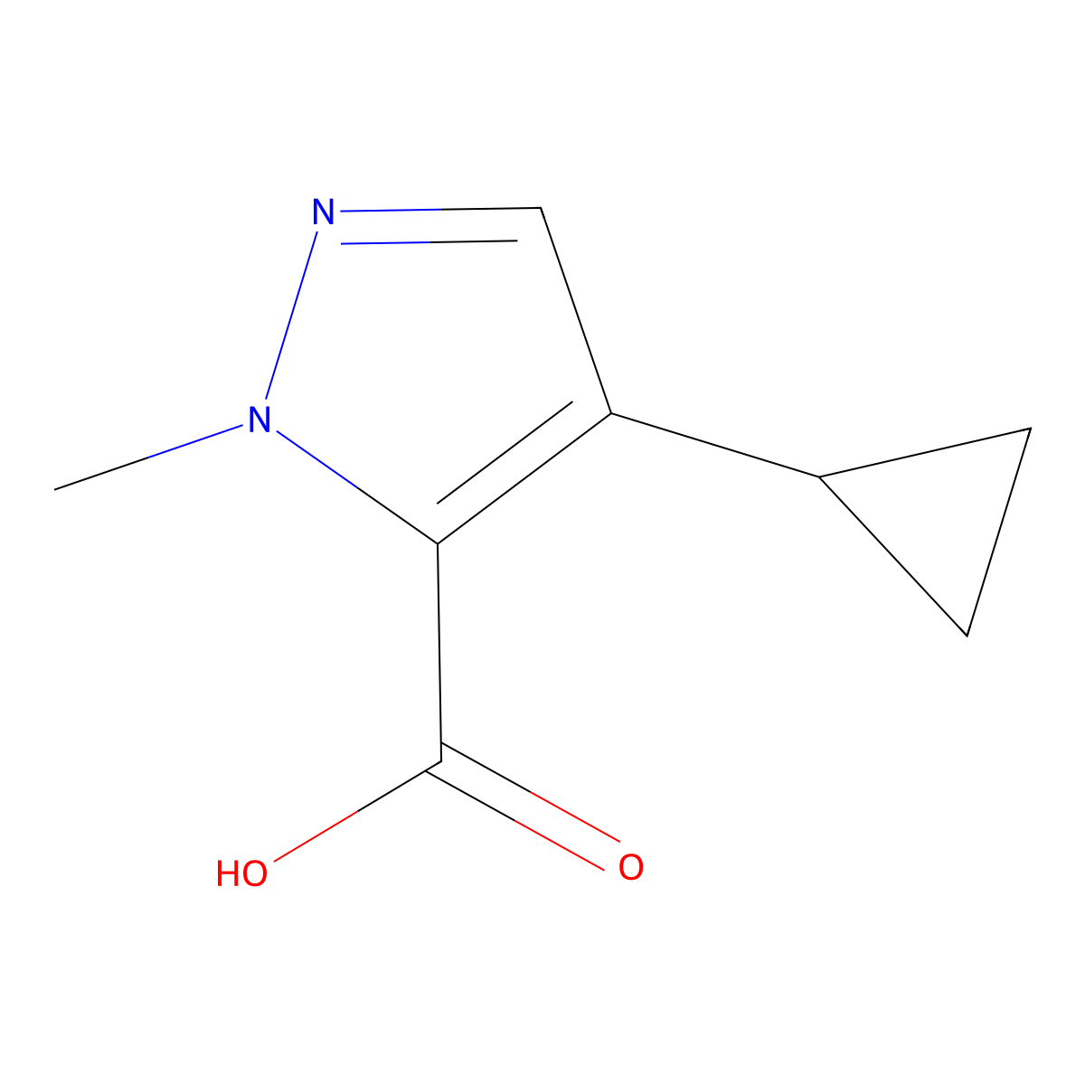 4-cyclopropyl-1-methyl-1H-pyrazole-5-carboxylic acid molecular structure, CAS 1369139-06-9