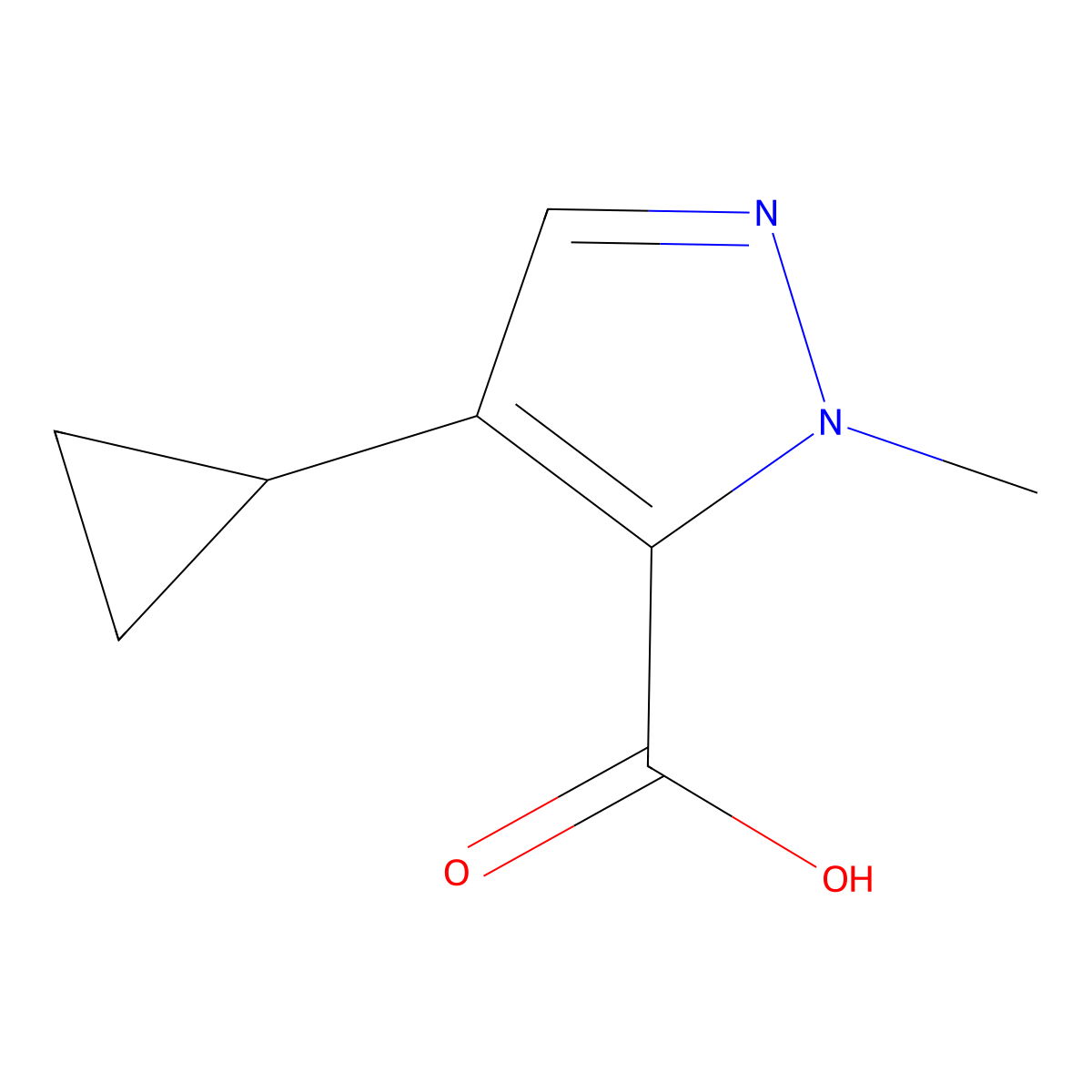 4-cyclopropyl-1-methyl-1H-pyrazole-5-carboxylic acid molecular structure, CAS 1369139-06-9