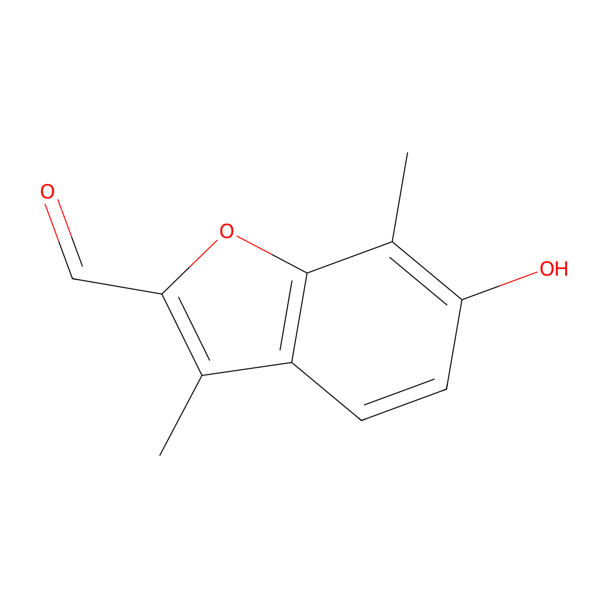 6-Hydroxy-3,7-dimethyl-1-benzofuran-2-carbaldehyde molecular structure, CAS 1369139-32-1