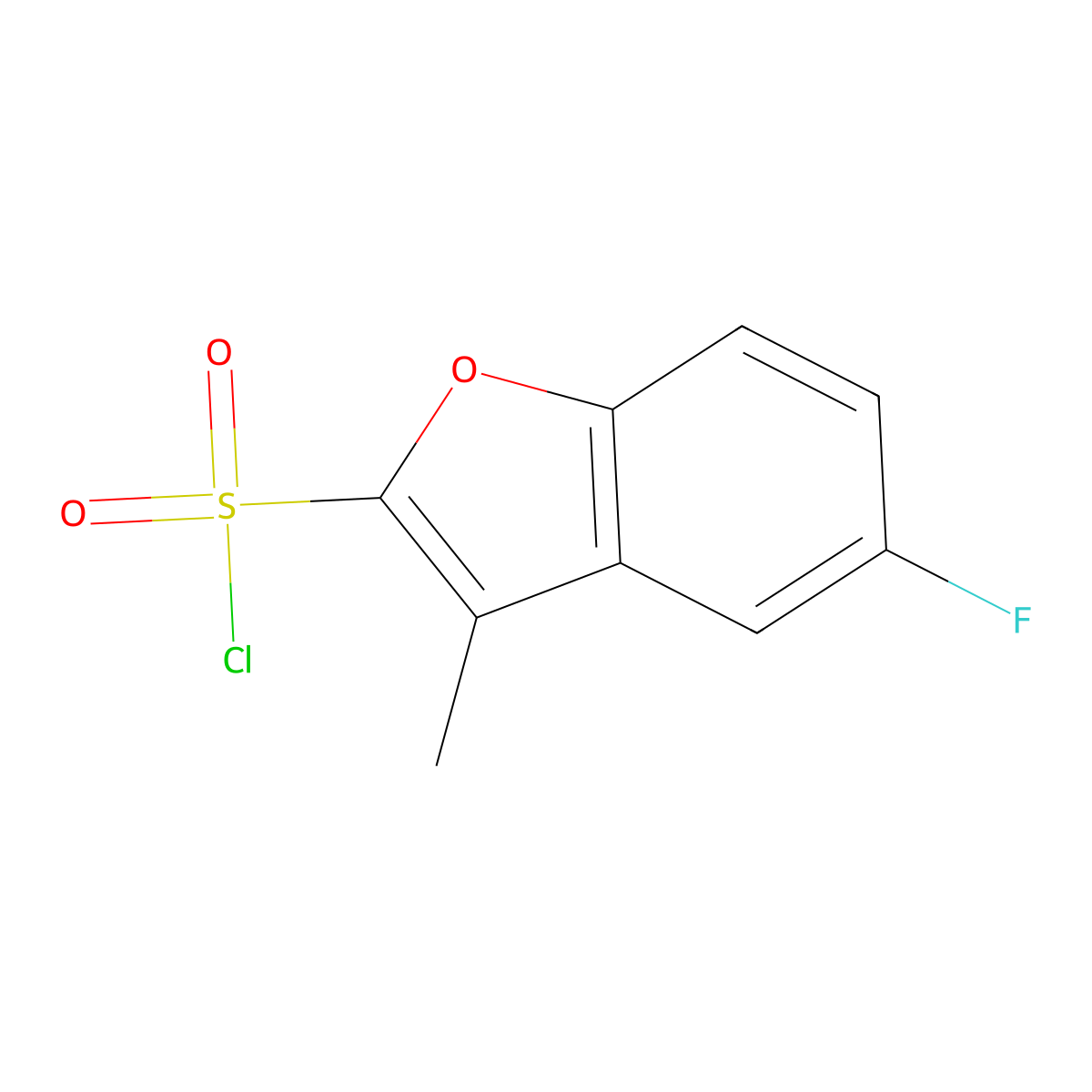 5-Fluoro-3-methyl-1-benzofuran-2-sulfonyl chloride molecular structure, CAS 1369140-00-0
