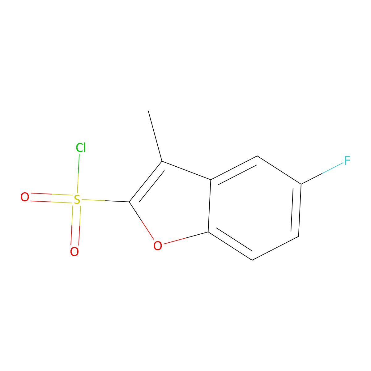 5-Fluoro-3-methyl-1-benzofuran-2-sulfonyl chloride molecular structure, CAS 1369140-00-0