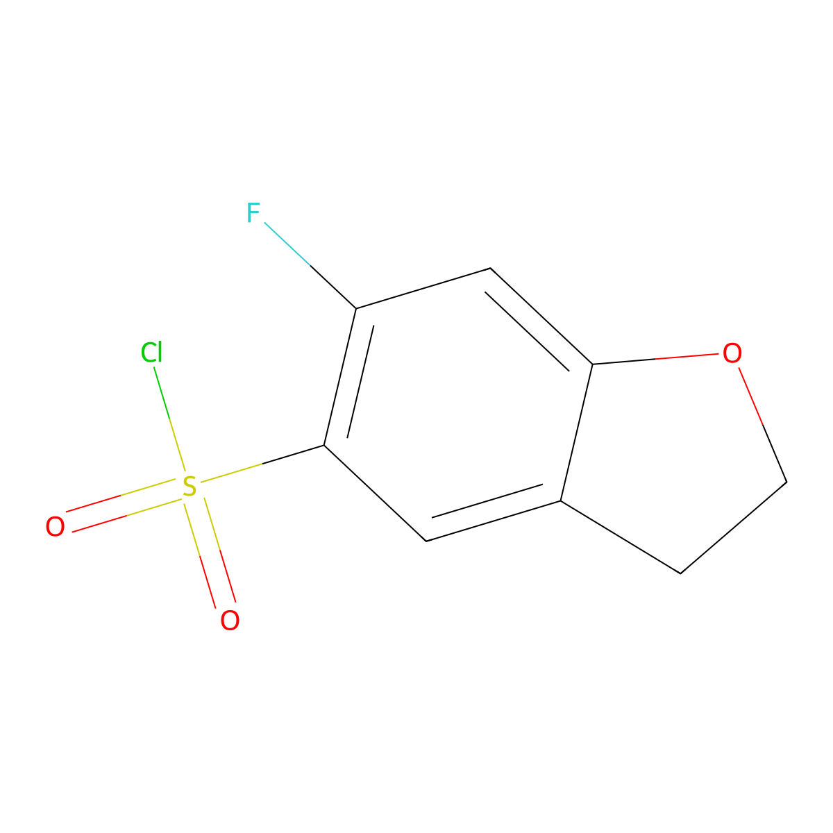 6-Fluoro-2,3-dihydro-1-benzofuran-5-sulfonyl chloride molecular structure, CAS 1369140-17-9
