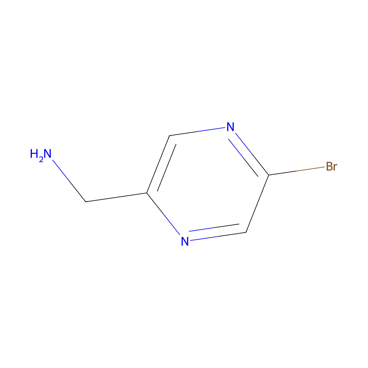 (5-Bromopyrazin-2-yl)methanamine molecular structure, CAS 1369140-94-2