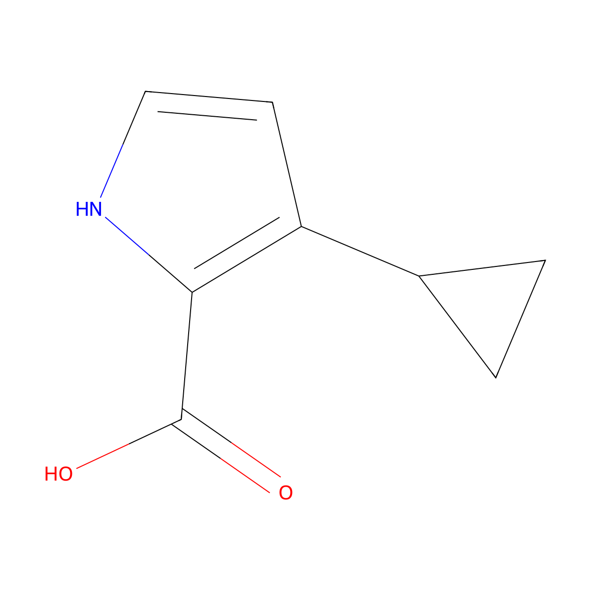 3-cyclopropyl-1H-pyrrole-2-carboxylic acid molecular structure, CAS 1369142-11-9