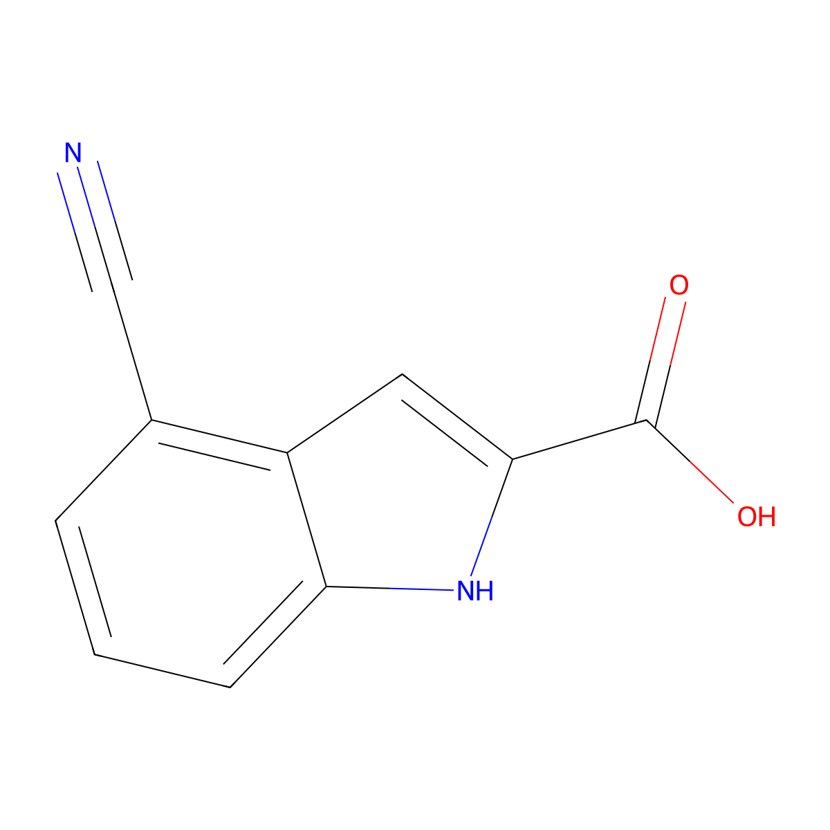 4-cyano-1H-indole-2-carboxylic acid molecular structure, CAS 1369142-21-1