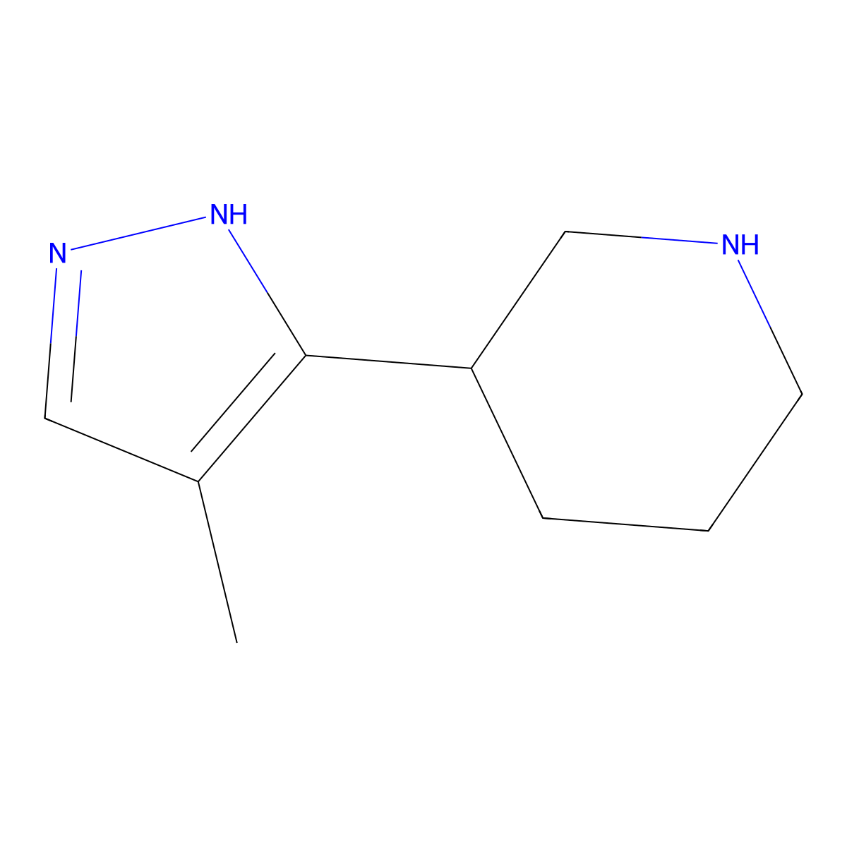 3-(4-Methyl-1H-pyrazol-3-YL)piperidine molecular structure, CAS 1369145-92-5
