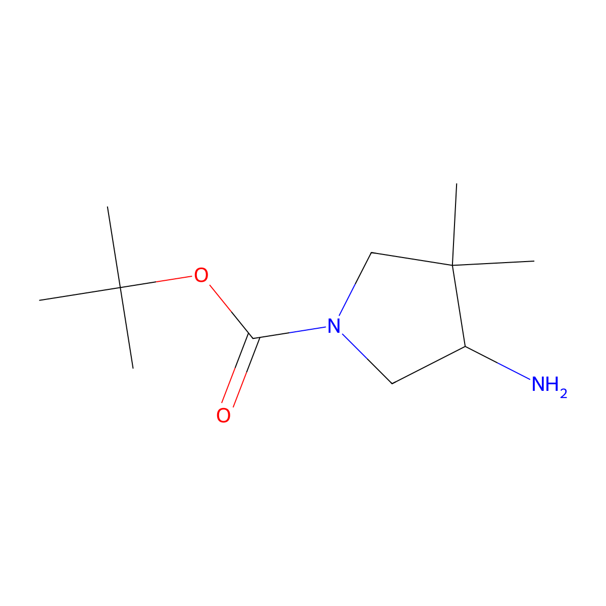 Tert-butyl 4-amino-3,3-dimethylpyrrolidine-1-carboxylate molecular structure, CAS 1369146-35-9