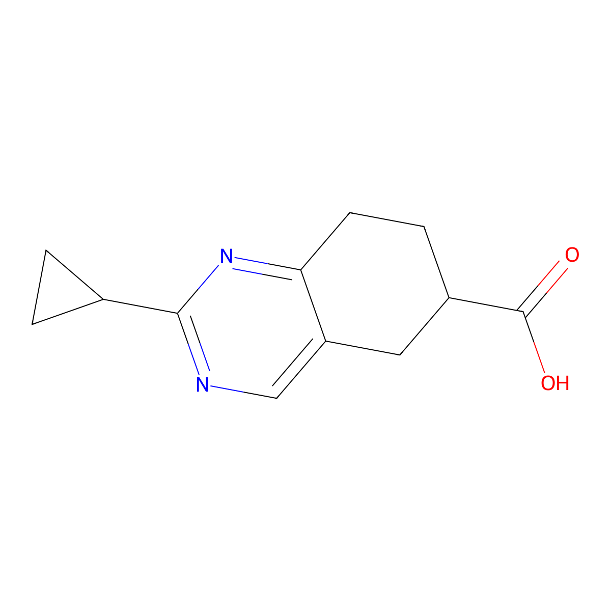 2-Cyclopropyl-5,6,7,8-tetrahydroquinazoline-6-carboxylic acid molecular structure, CAS 1369148-87-7