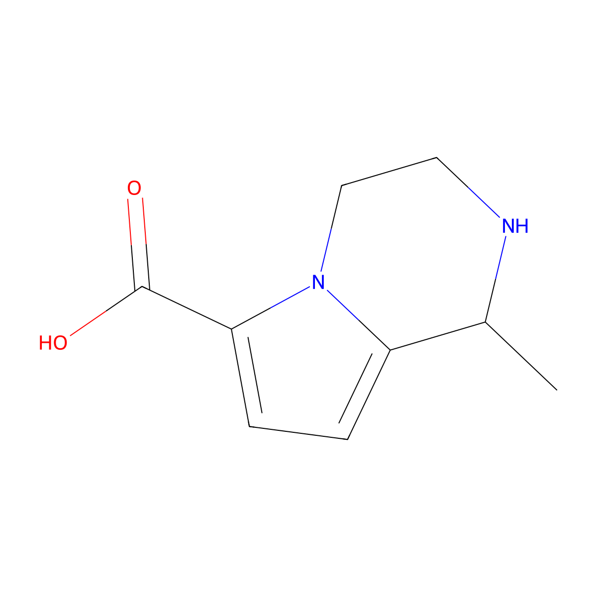1-methyl-1H,2H,3H,4H-pyrrolo[1,2-a]pyrazine-6-carboxylic acid molecular structure, CAS 1369158-38-2
