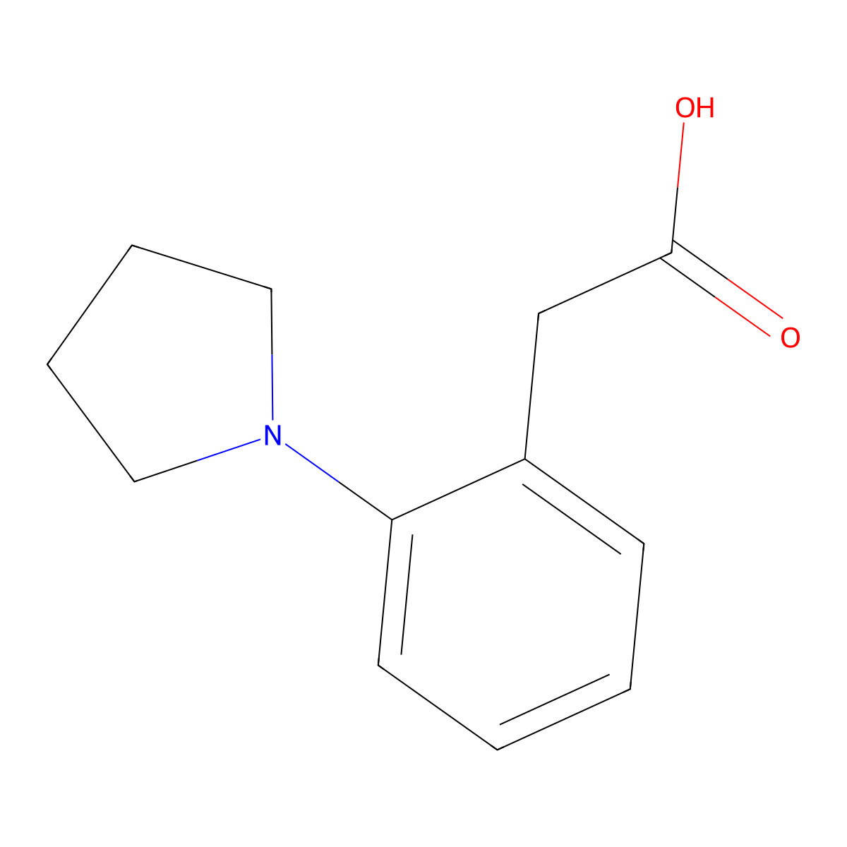 2-[2-(Pyrrolidin-1-yl)phenyl]acetic acid molecular structure, CAS 136916-22-8