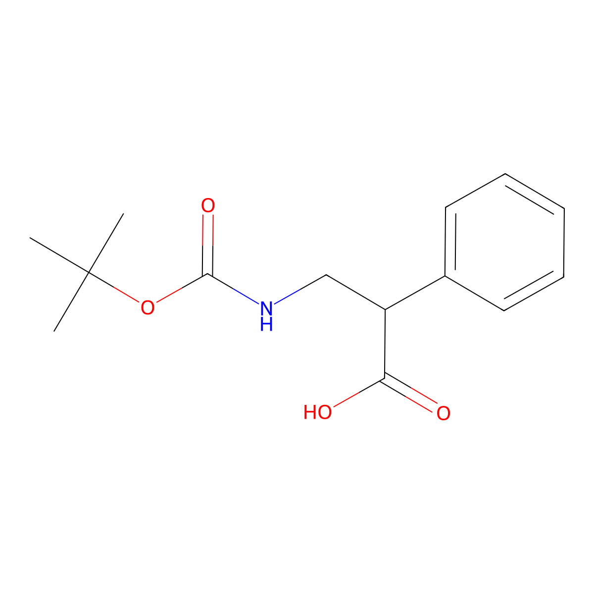 (S)-3-((tert-Butoxycarbonyl)amino)-2-phenylpropanoic acid molecular structure, CAS 136916-26-2