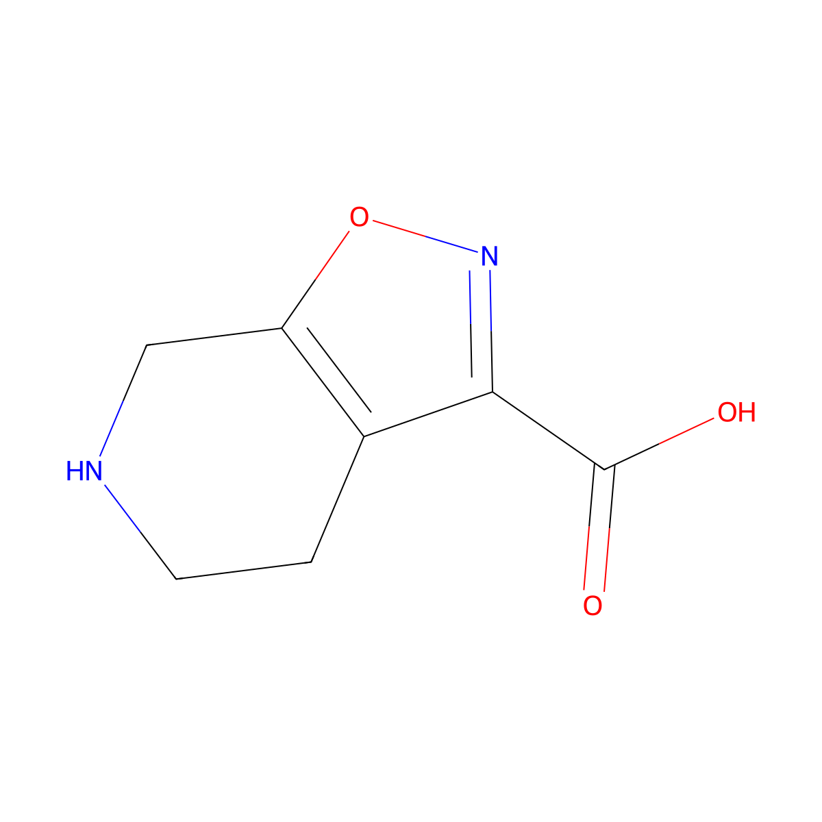 4H,5H,6H,7H-[1,2]oxazolo[5,4-c]pyridine-3-carboxylic acid molecular structure, CAS 1369160-46-2