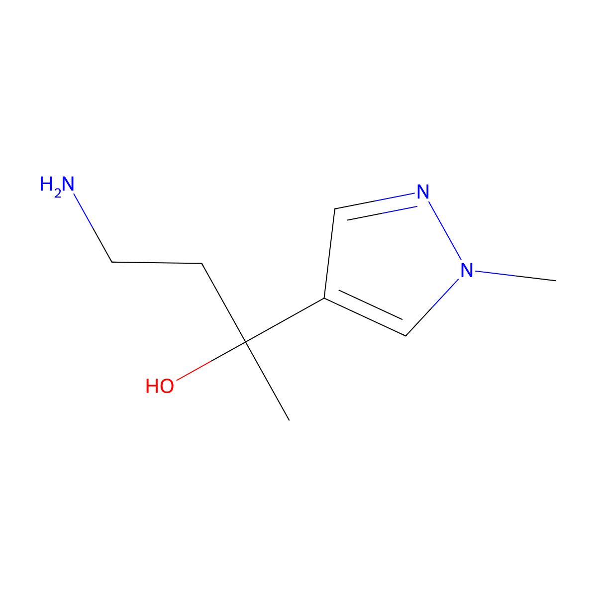 4-amino-2-(1-methyl-1H-pyrazol-4-yl)butan-2-ol molecular structure, CAS 1369161-86-3