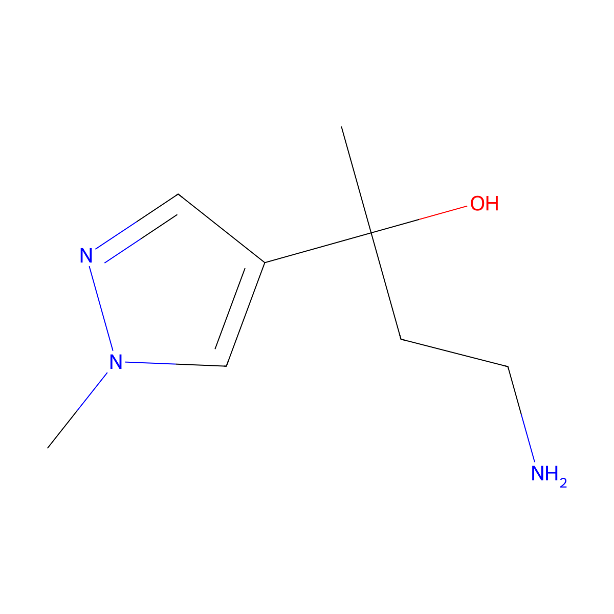 4-amino-2-(1-methyl-1H-pyrazol-4-yl)butan-2-ol molecular structure, CAS 1369161-86-3