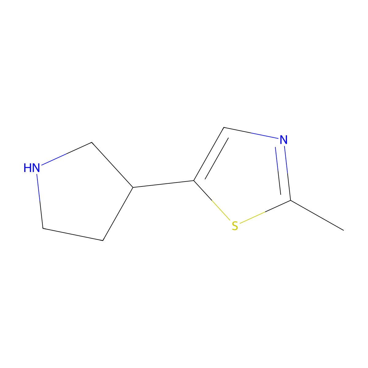2-Methyl-5-(pyrrolidin-3-yl)-1,3-thiazole molecular structure, CAS 1369162-81-1