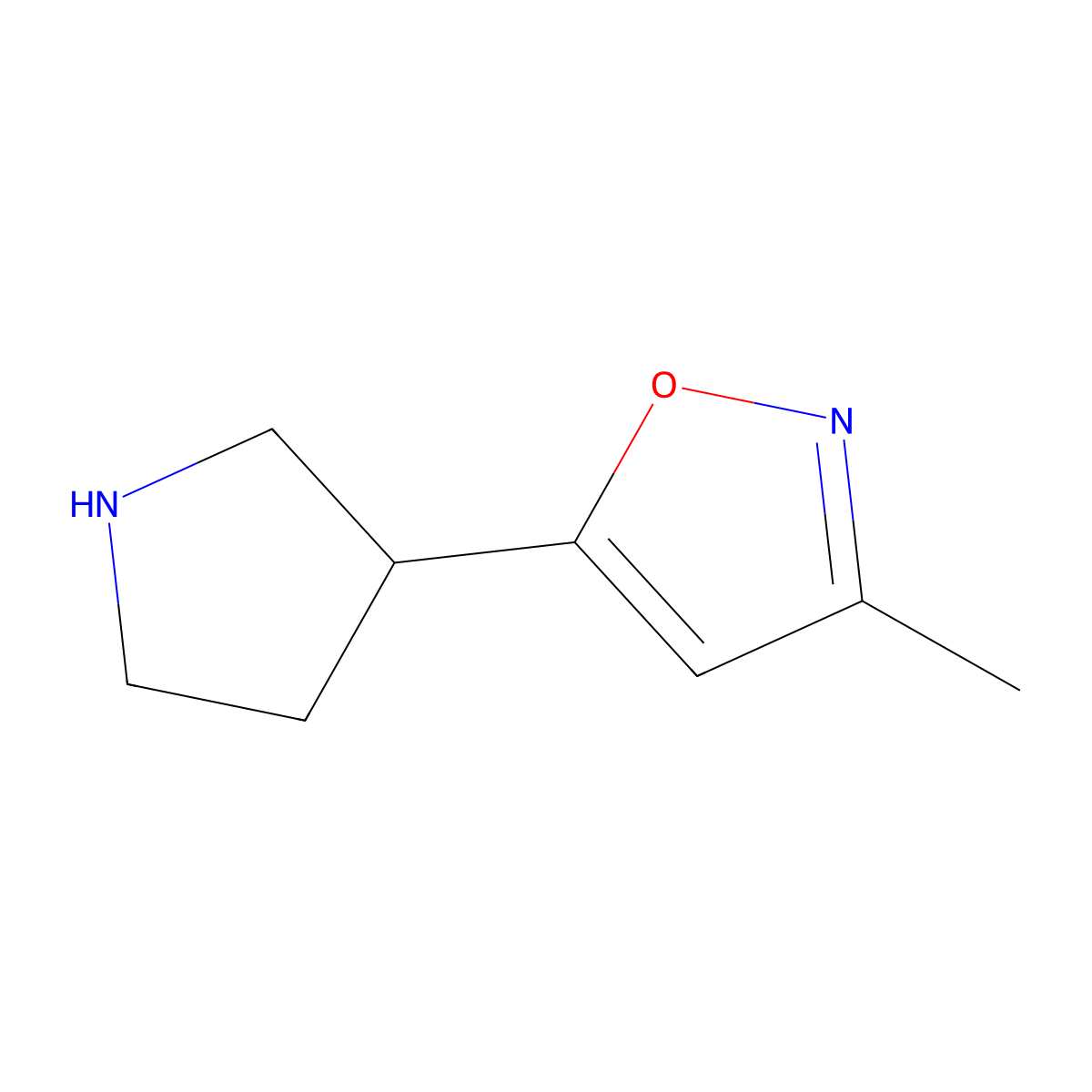 3-Methyl-5-(pyrrolidin-3-yl)isoxazole molecular structure, CAS 1369168-40-0