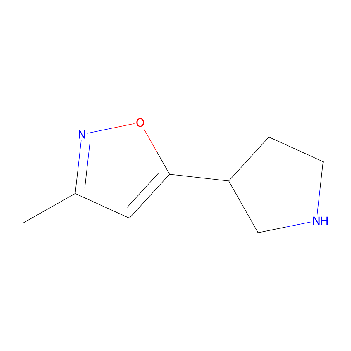 3-Methyl-5-(pyrrolidin-3-yl)isoxazole molecular structure, CAS 1369168-40-0