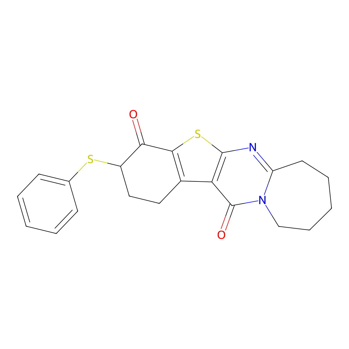 3-(phenylsulfanyl)-2,3,8,9,10,11-hexahydro[1]benzothieno[2',3':4,5]pyrimido[1,2-a]azepine-4,13(1H,7H)-dione molecular structure, CAS 136918-53-1