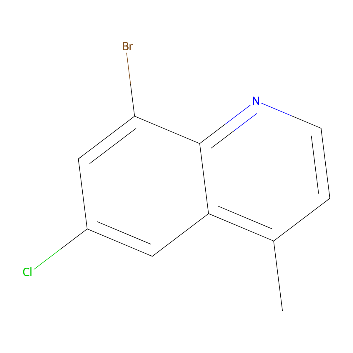 8-Bromo-6-chloro-4-methylquinoline molecular structure, CAS 1369185-93-2