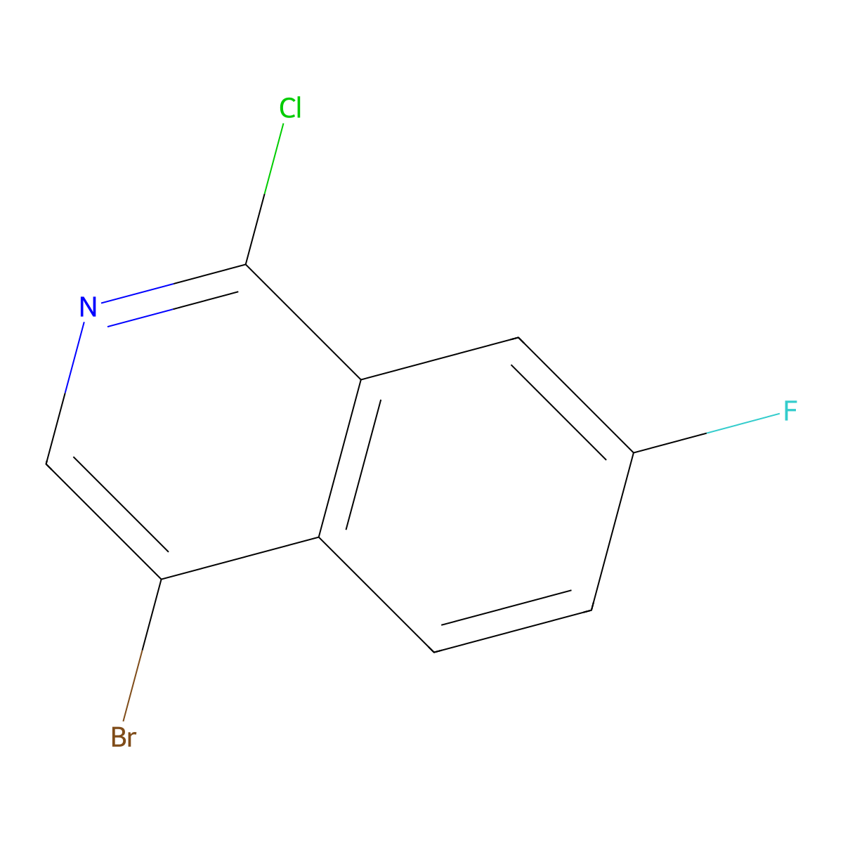 4-Bromo-1-chloro-7-fluoroisoquinoline molecular structure, CAS 1369199-73-4