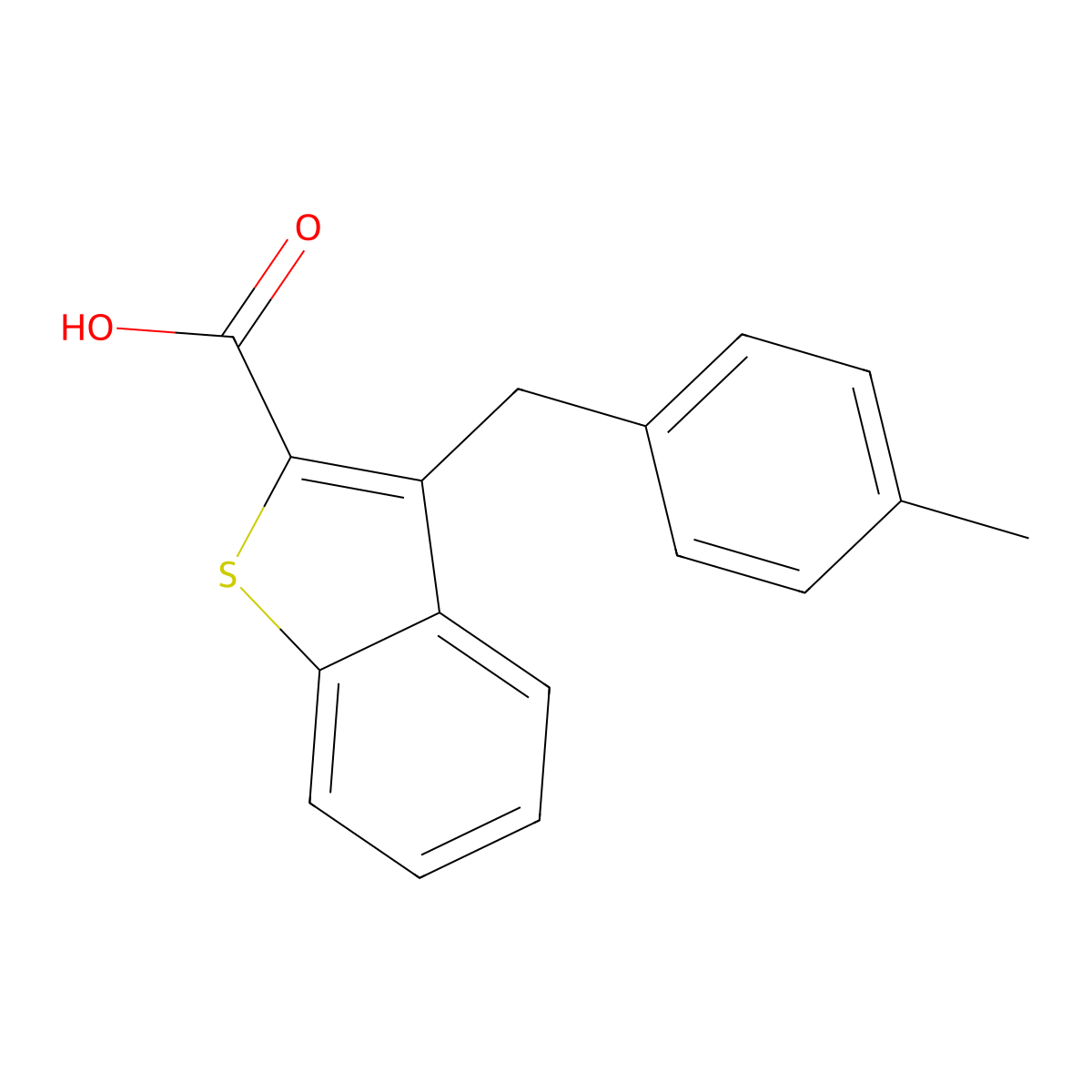3-[(4-Methylphenyl)methyl]-1-benzothiophene-2-carboxylic acid molecular structure, CAS 1369225-87-5