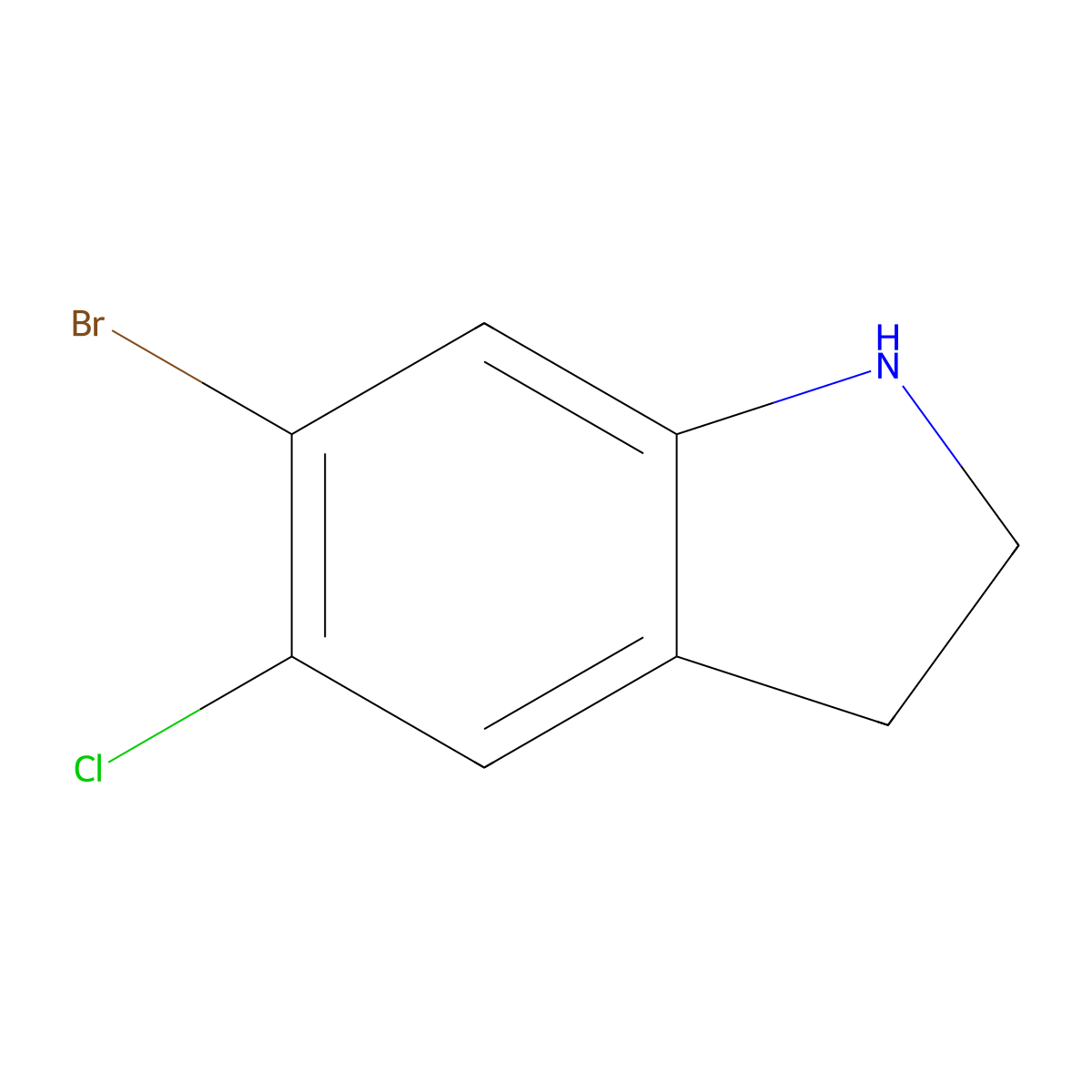 6-Bromo-5-chloro-2,3-dihydro-1H-indole molecular structure, CAS 1369237-21-7