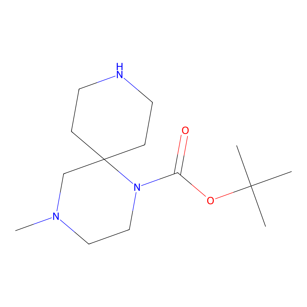 Tert-butyl 4-methyl-1,4,9-triazaspiro[5.5]undecane-1-carboxylate molecular structure, CAS 1369237-31-9