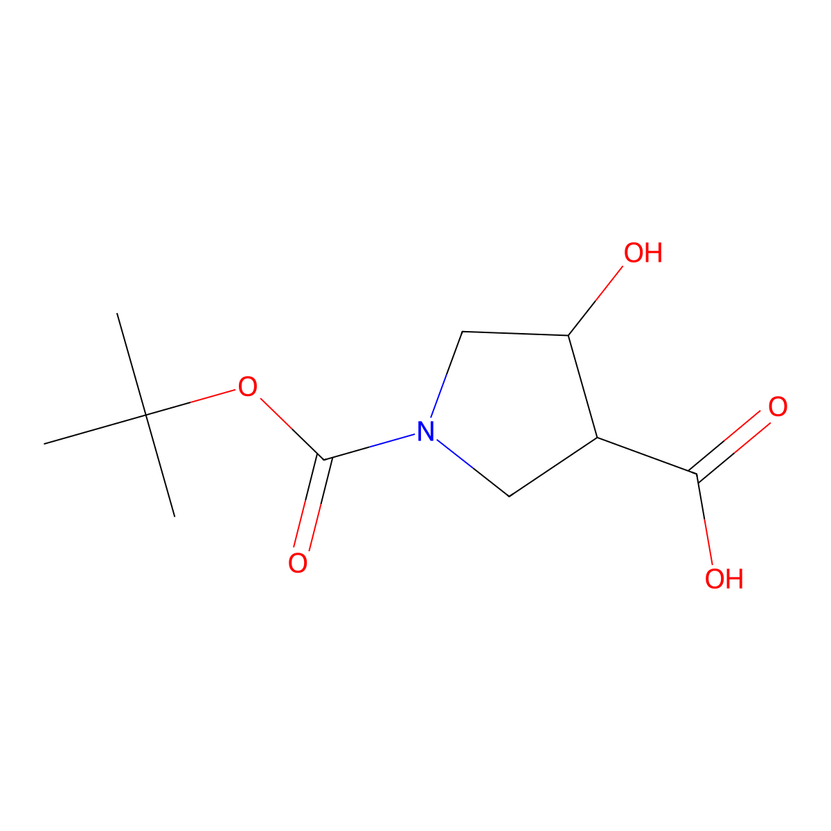 1-[(tert-Butoxy)carbonyl]-4-hydroxypyrrolidine-3-carboxylic acid molecular structure, CAS 1369237-37-5