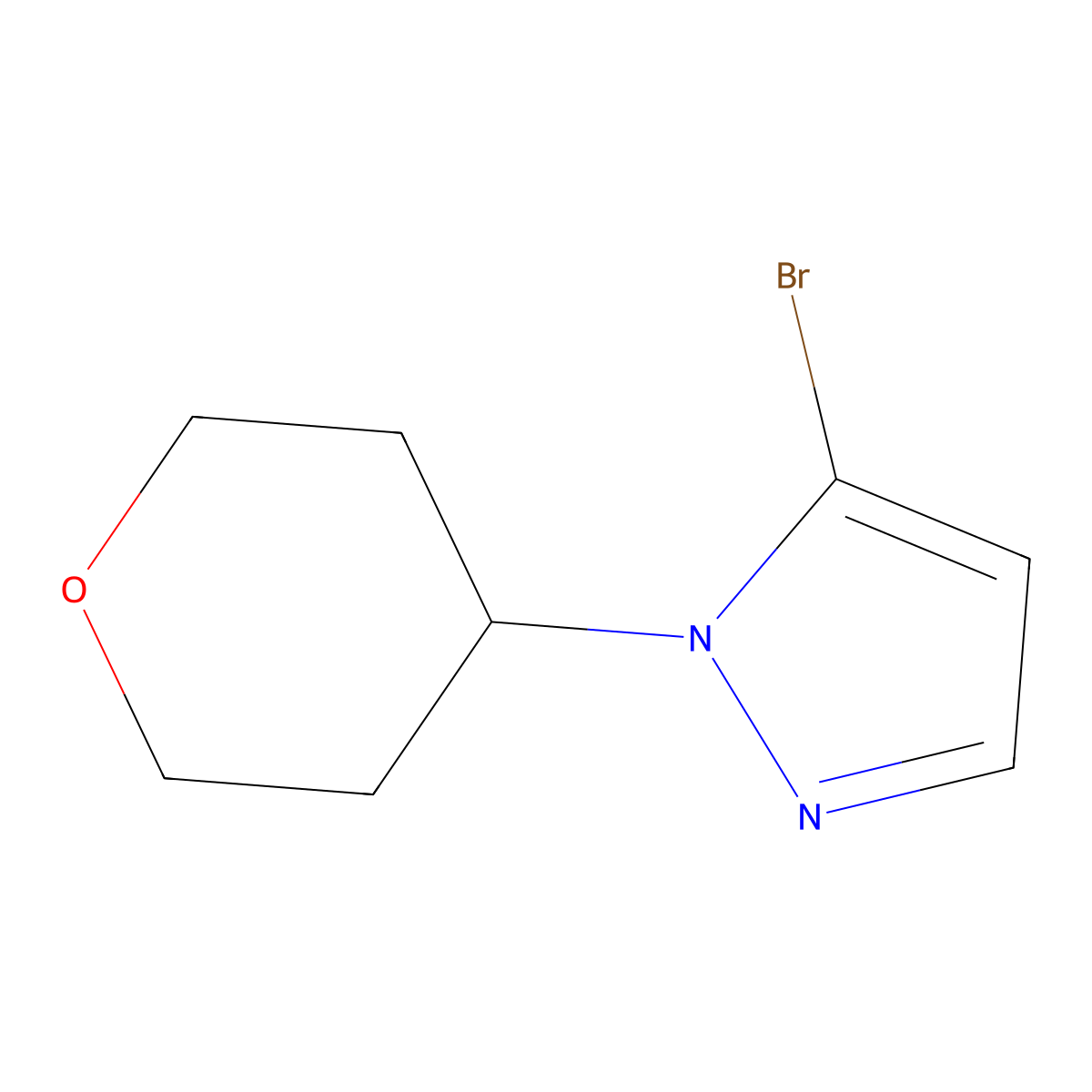 5-Bromo-1-(tetrahydro-2H-pyran-4-yl)-1H-pyrazole molecular structure, CAS 1369237-49-9