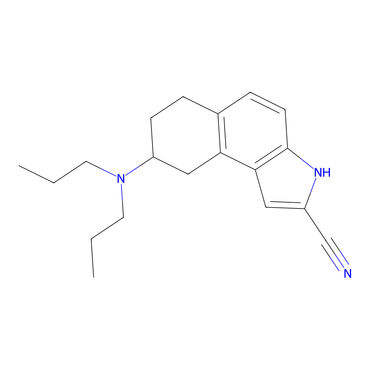 (8R)-8-(dipropylamino)-6,7,8,9-tetrahydro-3H-benzo[e]indole-2-carbonitrile molecular structure, CAS 136924-88-4