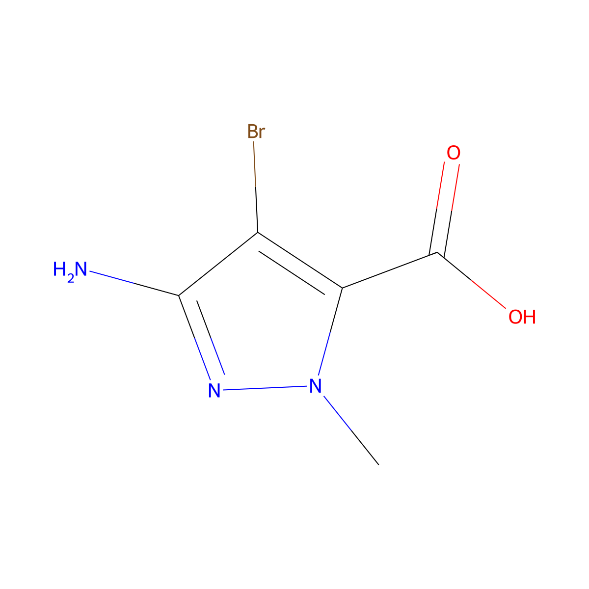 3-Amino-4-bromo-1-methyl-1H-pyrazole-5-carboxylic acid molecular structure, CAS 1369241-29-1