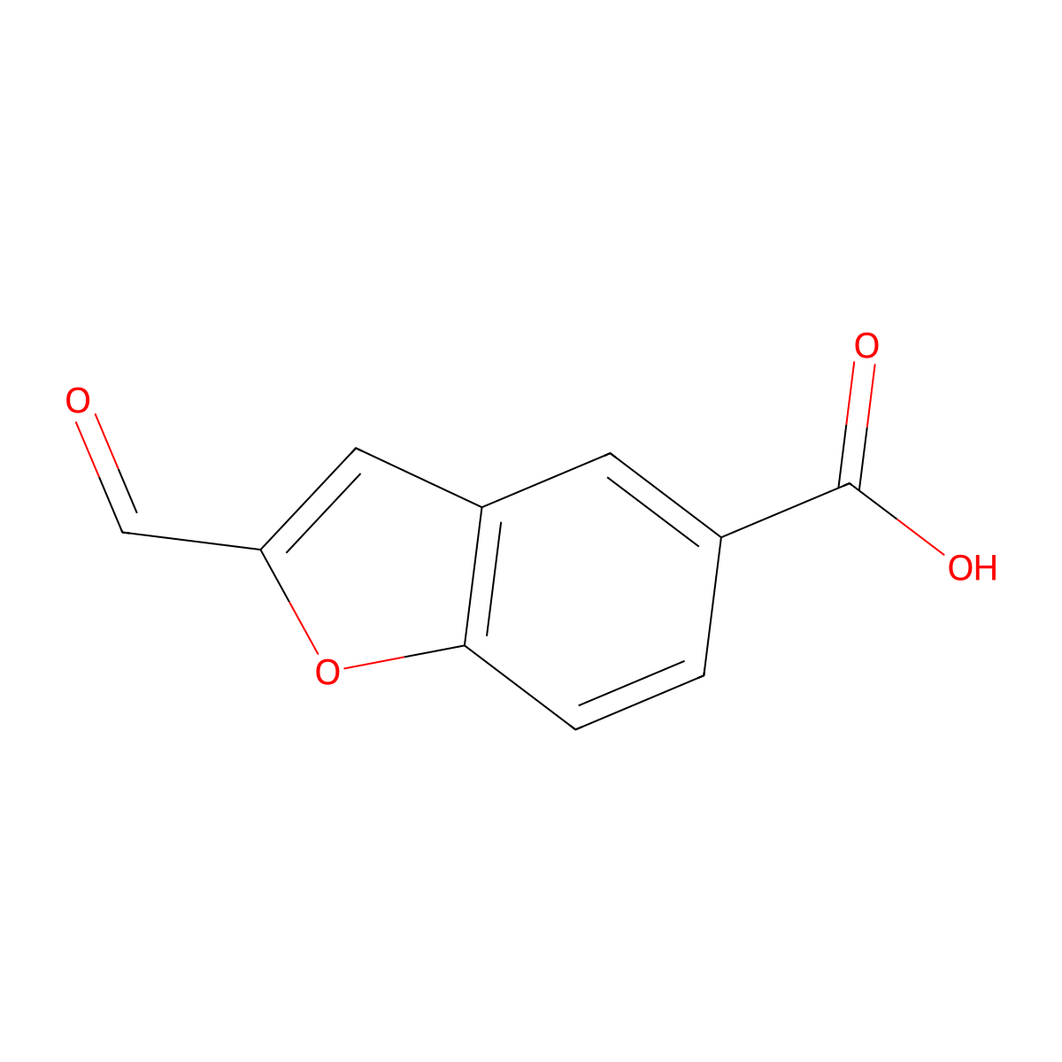 2-Formyl-1-benzofuran-5-carboxylic acid molecular structure, CAS 1369242-72-7