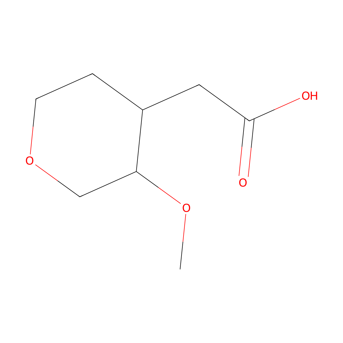 2-(3-Methoxyoxan-4-yl)acetic acid molecular structure, CAS 1369243-54-8