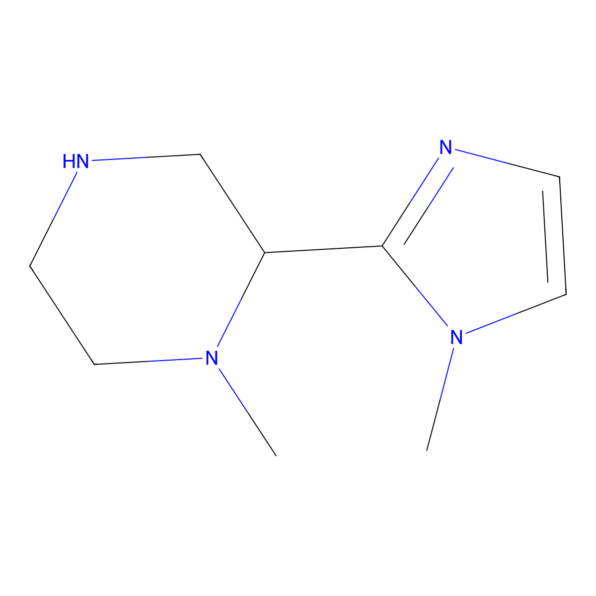 1-methyl-2-(1-methyl-1H-imidazol-2-yl)piperazine molecular structure, CAS 1369243-65-1