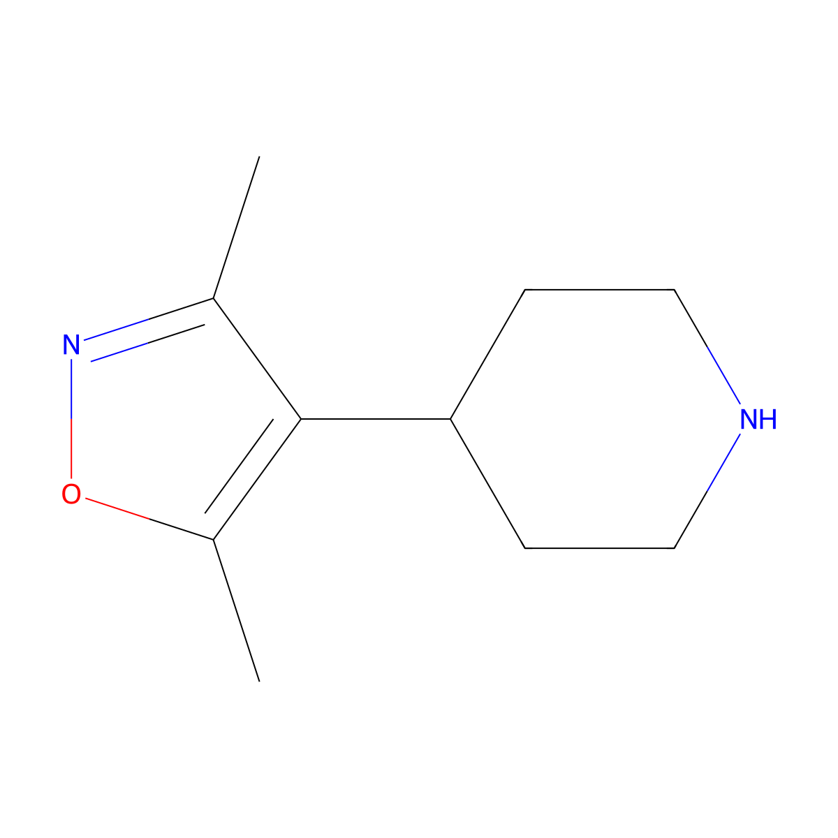 4-(3,5-Dimethyl-isoxazol-4-yl)-piperidine molecular structure, CAS 1369244-06-3