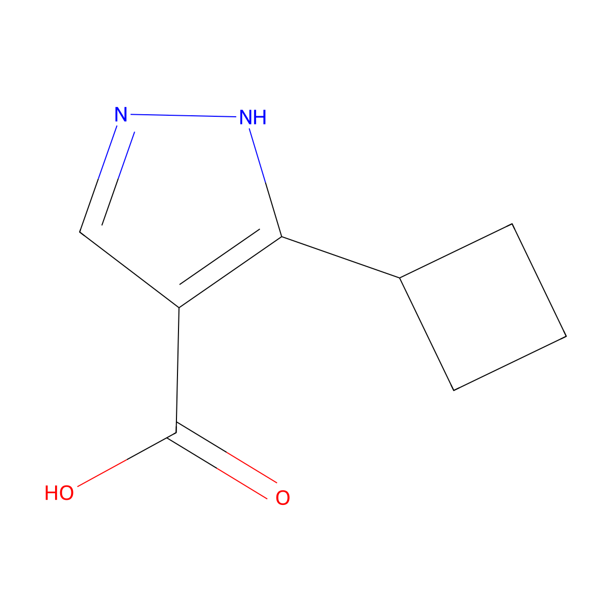 5-cyclobutyl-1H-pyrazole-4-carboxylic acid molecular structure, CAS 1369245-22-6