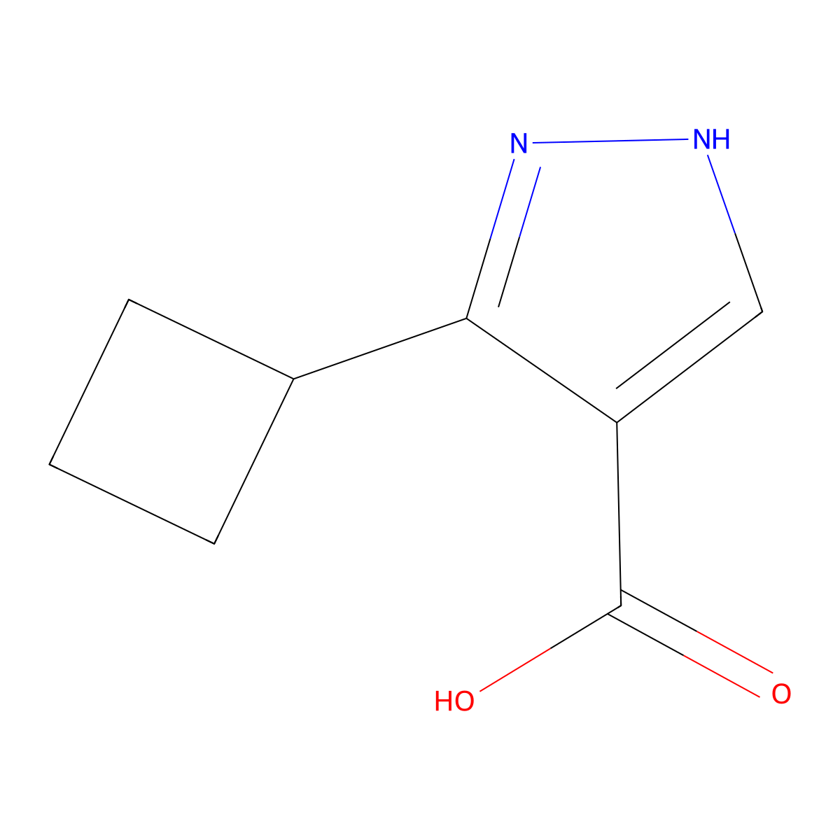5-cyclobutyl-1H-pyrazole-4-carboxylic acid molecular structure, CAS 1369245-22-6