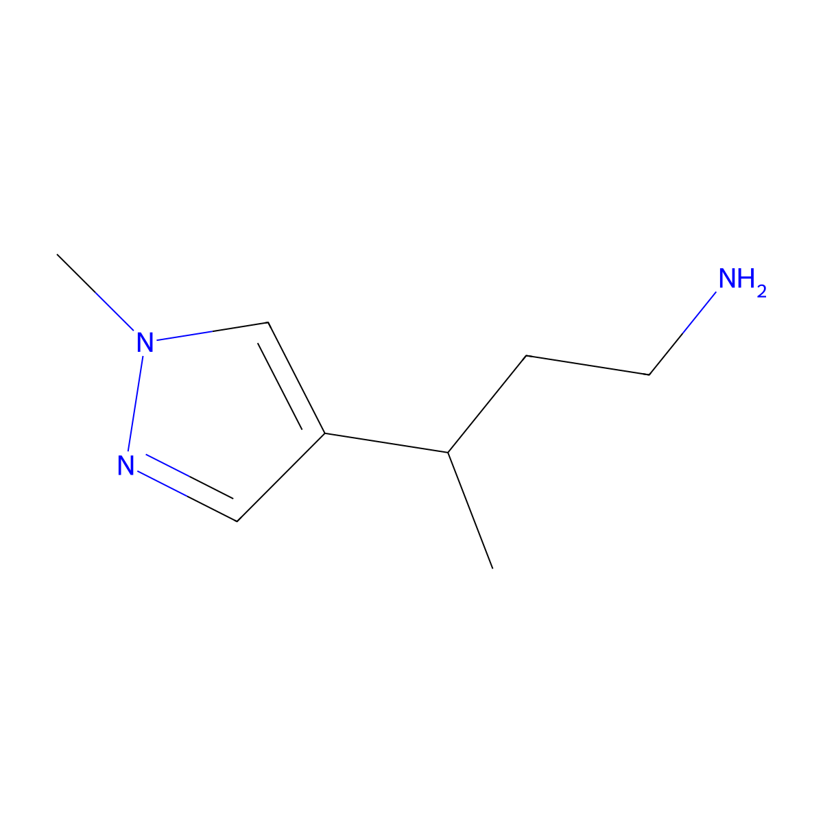 3-(1-methyl-1H-pyrazol-4-yl)butan-1-amine molecular structure, CAS 1369250-59-8