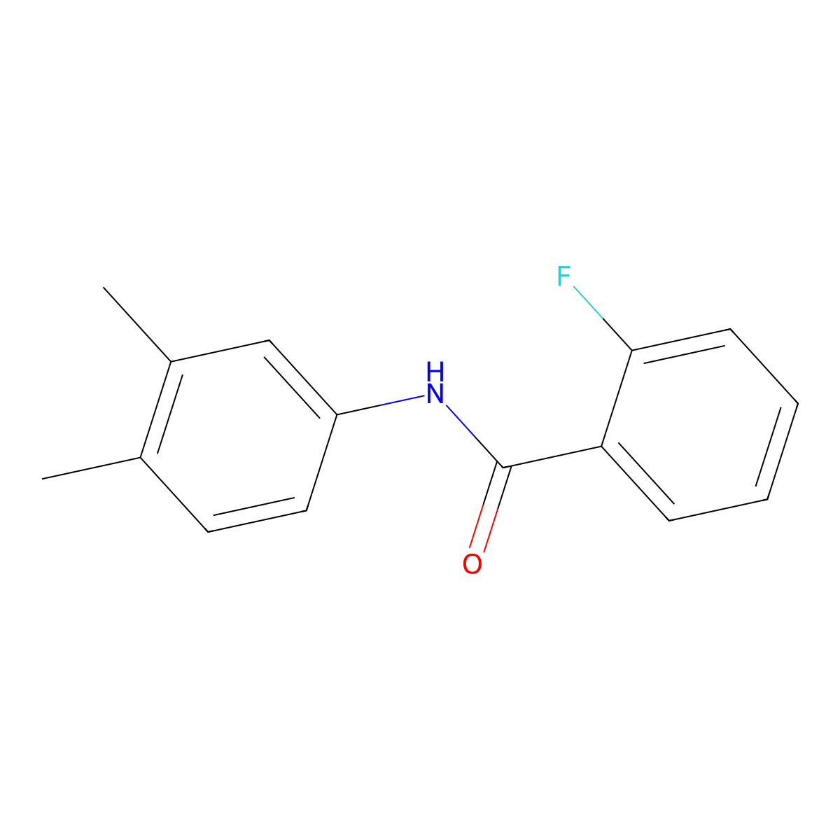 N-(3,4-dimethylphenyl)-2-fluorobenzamide molecular structure, CAS 136926-08-4