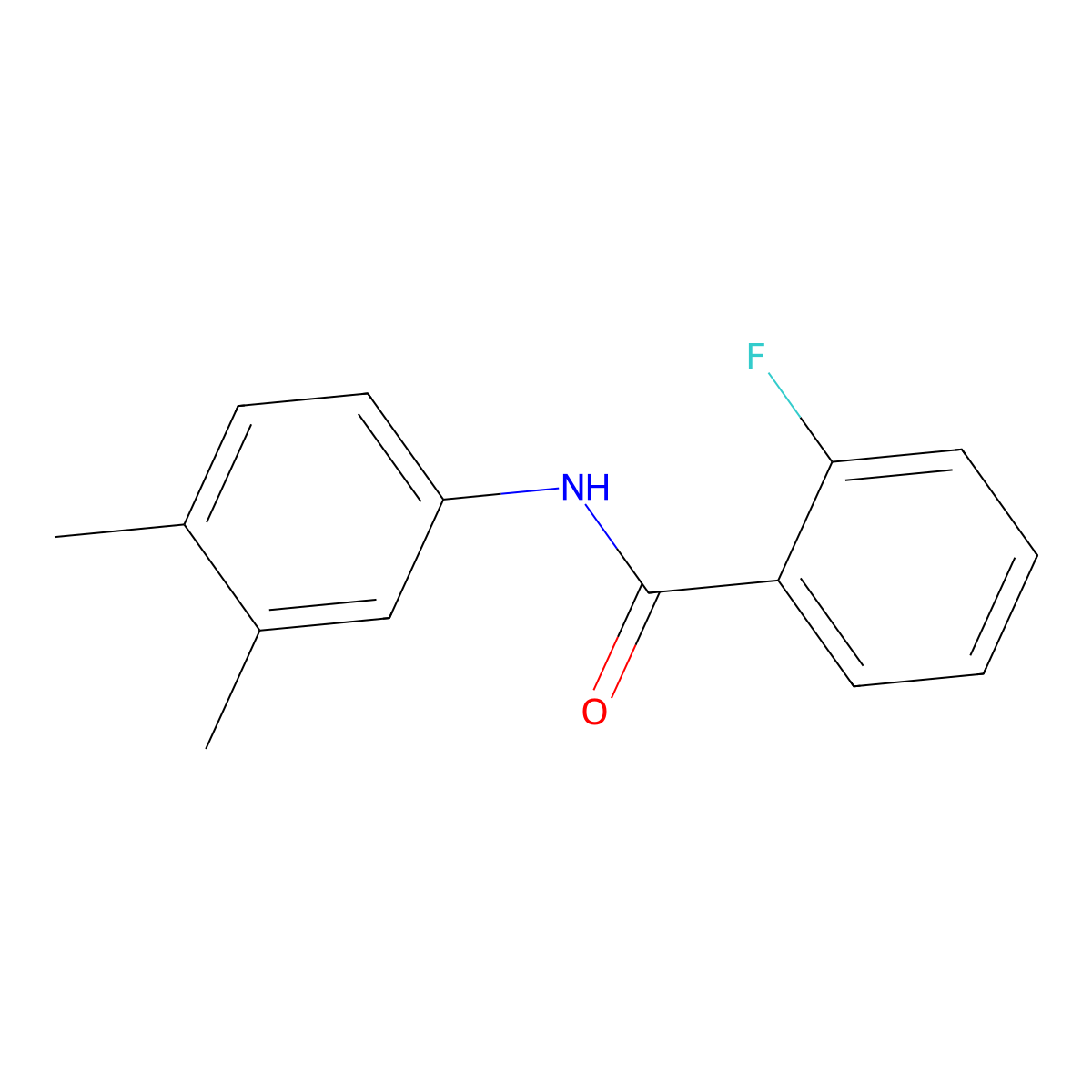 N-(3,4-dimethylphenyl)-2-fluorobenzamide molecular structure, CAS 136926-08-4