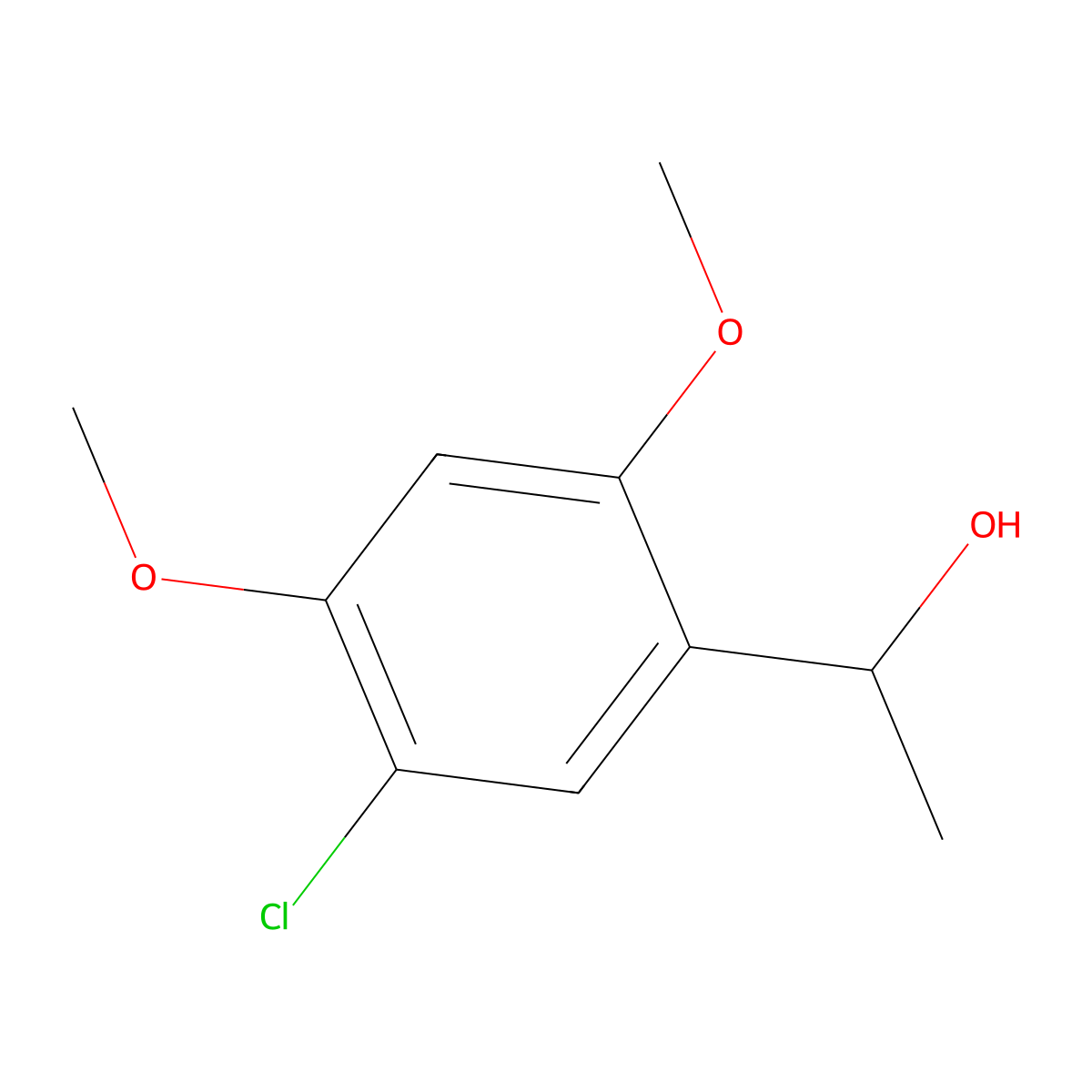 1-(5-Chloro-2,4-dimethoxyphenyl)ethan-1-ol molecular structure, CAS 1369295-57-7